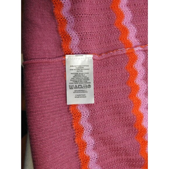 Ann Taylor Loft Open Front Knit Cardigan Duster Sweater Pink Red Striped Sz XL - Picture 9 of 9